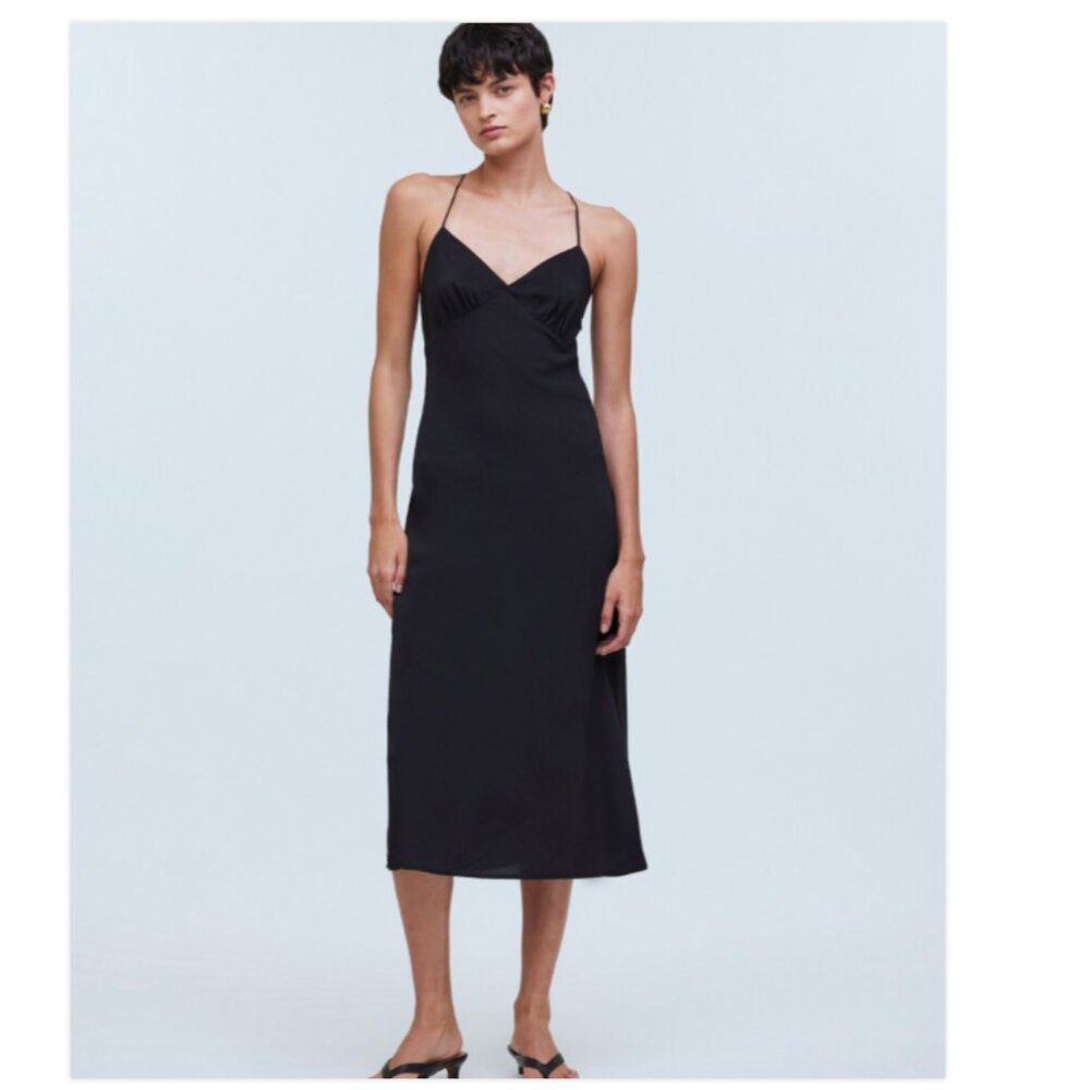 Madewell The Layton Midi Slip Dress Size 6 in Black